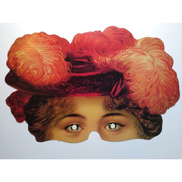 Mask Accessories - Vintage Victorian Edwardian Woman Feather Hat Eye Mask Costume Theater